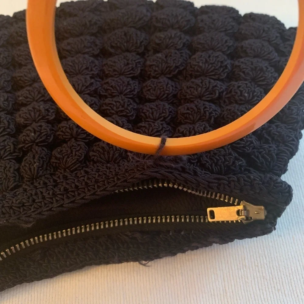 Vintage 1940’s Black Crochet Clutch Purse
